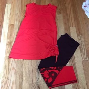 Fabletics crop tank outfit persimmon and plum